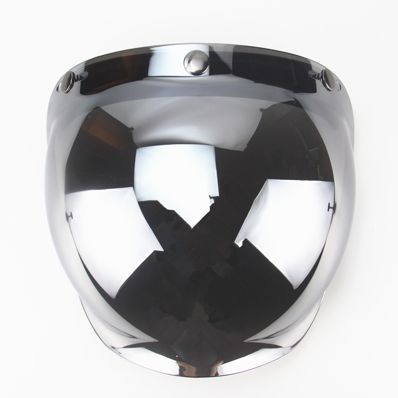 电动摩托车复古三扣式半盔头盔泡泡镜防晒防雨镜片带架可翻动