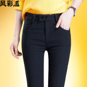 显瘦铅笔小脚黑裤 高腰弹力紧身长裤 加绒秋冬 女外穿大码 魔术打底裤