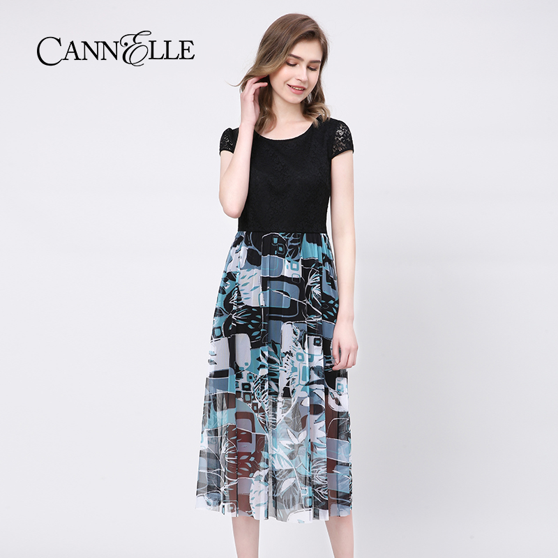 Cannelle夏季女士印花连衣裙晴迷桂莉
