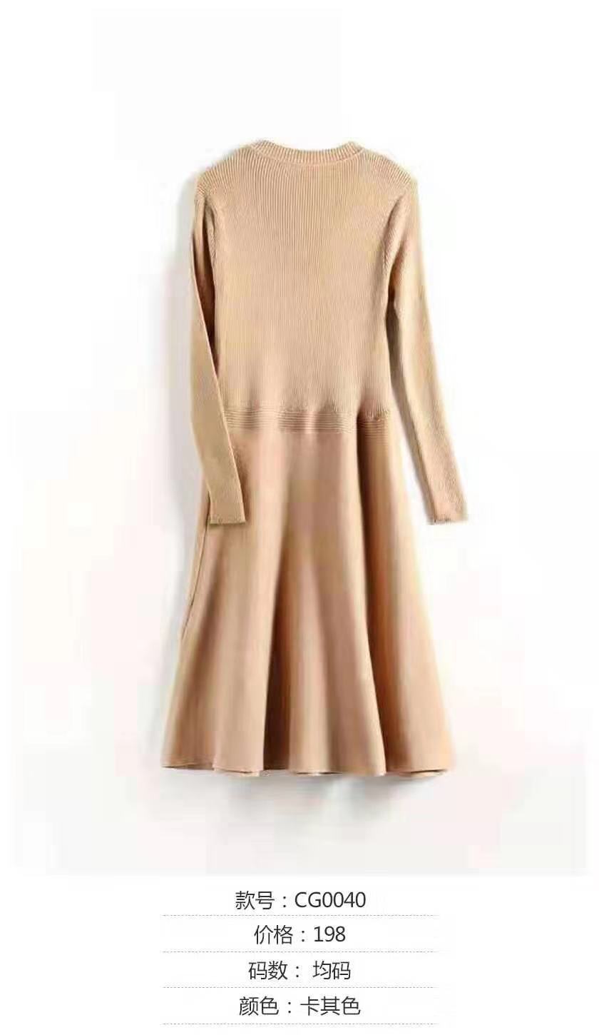 晴迷桂莉Cannelle秋冬时尚毛衣连衣裙收腰修身