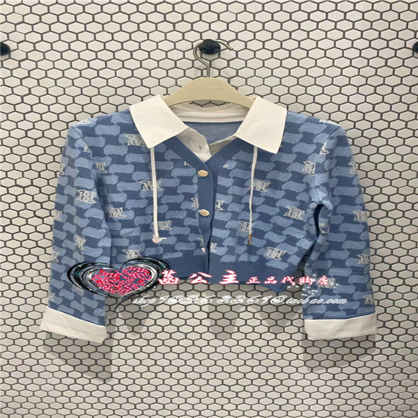 A1EEE4491 女装2024冬专柜正品假两件老花套衫A1EEE449159