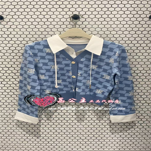 A1EEE4491 女装2024冬专柜正品假两件老花套衫A1EEE449159