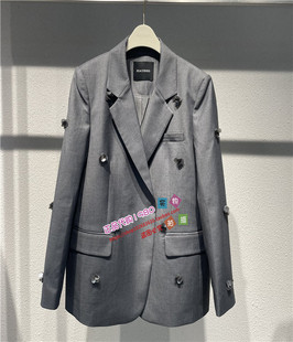 A1BAE1270太平鸟女装2024春专柜正品定位绣珠片西装A1BAE127085