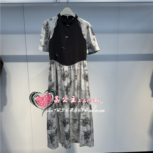 A1FAE2356太平鸟女2024夏专柜正品 合作系列拼接连衣裙A1FAE235685