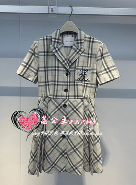 A1FAE2340太平鸟女2024夏专柜正品品质格纹西装连衣裙A1FAE234002