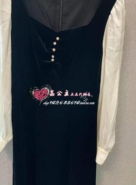 A1FAD3501太平鸟女装2023秋专柜正品撞色丝绒连衣裙A1FAD350189