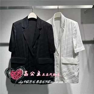 A1BAD236089太平鸟女装2023夏新款国内代购气质老花西装A1BAD2360