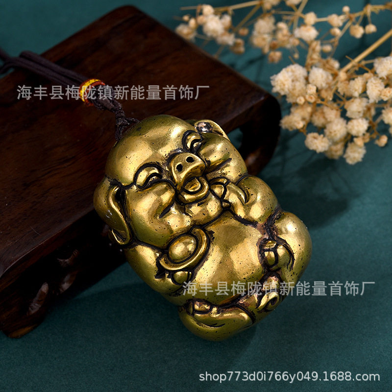 纯黄铜做旧结婚猪家居小摆件装饰