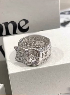皮带扣满钻土星字母戒指 个性优雅情侣指环七夕