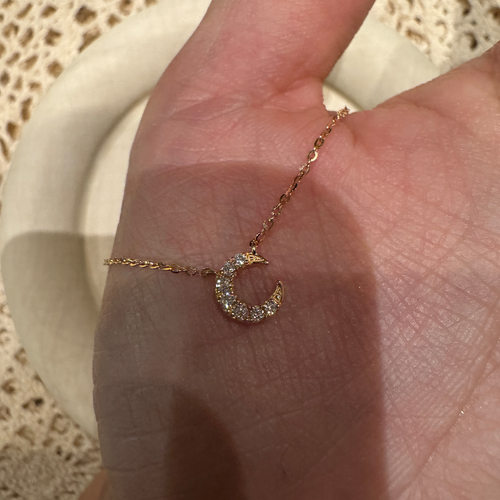 日系珠宝平替小月亮钻石项链莫sa