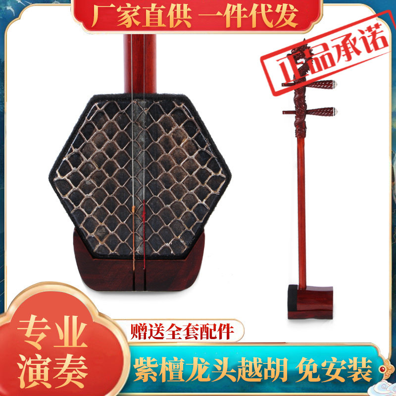 ㊣二胡紫檀龙头初学成人教学二弦胡琴赠送礼包古典乐器二胡