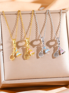 韩系小众高级感新款羽毛球运动元素设计项链轻奢高级感钛钢锁骨链