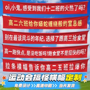 运动会横幅定制初高中生班级口号手拉旗帜开幕式入场搞笑条幅定做