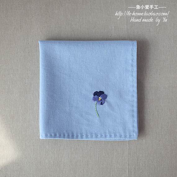 沈默不語的愛 手工定制 刺繡 手帕 雙層純棉手帕三色堇在類目 服飾配件/皮帶/帽子/圍巾, 手帕中 - 來自Buy2taobao.com提供專業的淘寶代購服務