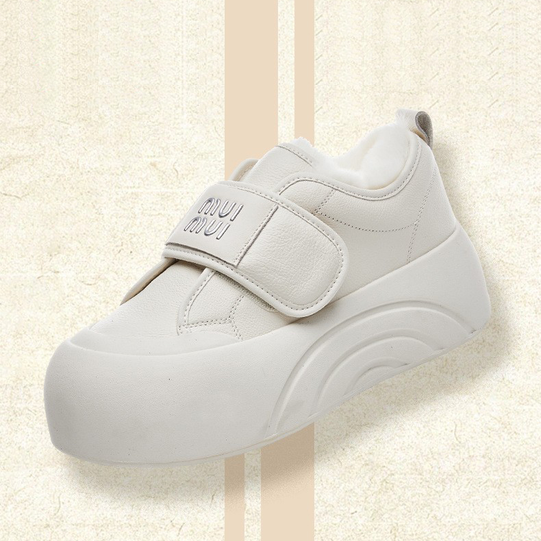 miu家同款冬季真皮加绒保暖棉鞋