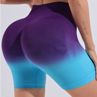 高腰无缝瑜伽裤短裤女夏外穿跑步运动健身瑜伽三分裤蜜桃臀健身裤