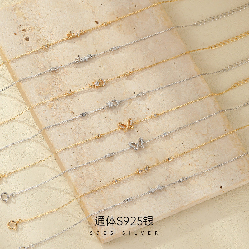 S925纯银外贸跨境蝴蝶LOVE手链女