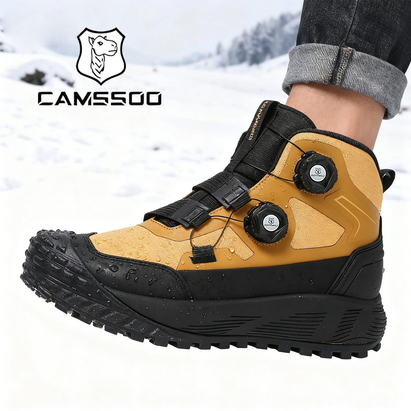 美骆世家登山鞋男鞋高帮防水防滑户外越野徒步鞋加绒保暖棉鞋冬季