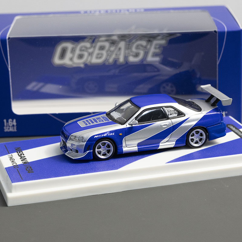 TM1:64 SKYLINE GT-R R34素色仿真合金汽车模型