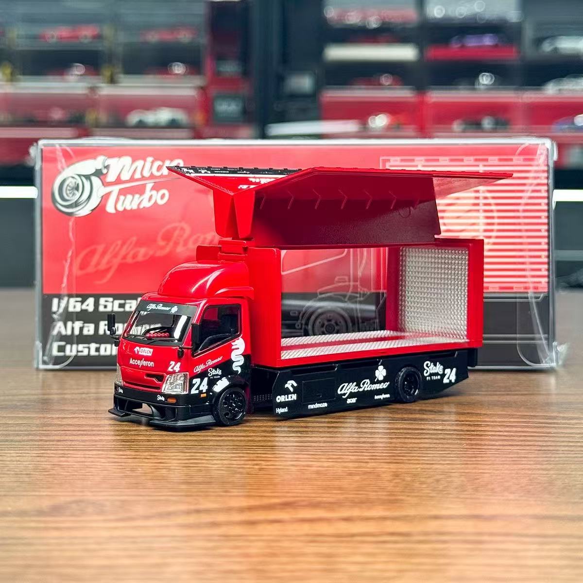 Micro Turbo MT 1:64 全落地改装货车拖车 阿尔法罗密欧 合金车模