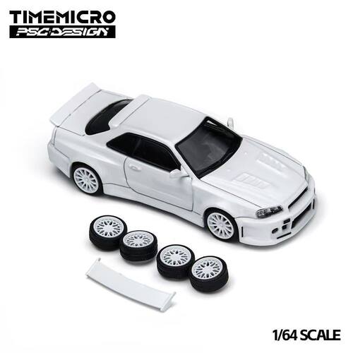 【现货】TimeMicro×PSC 1:64尼桑R34齿虎工程师版白色合金车模