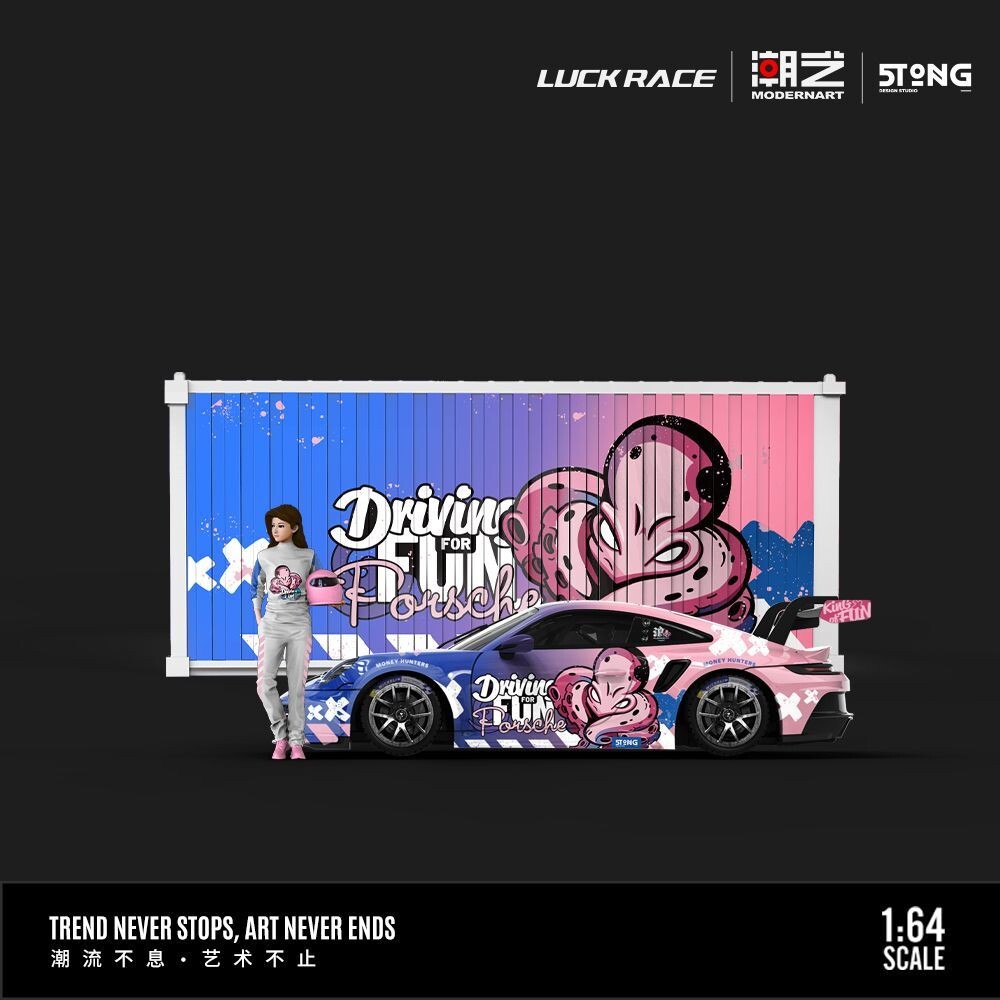 潮艺MD&5TONG&LUCK RACE 1:64 保时捷911 GT3狂浪八爪鱼合金车模