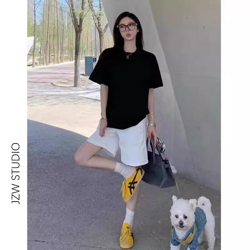 孕妇短裤夏外穿2025新款宽松牛仔裤夏季薄款休闲五分裤直筒托腹裤