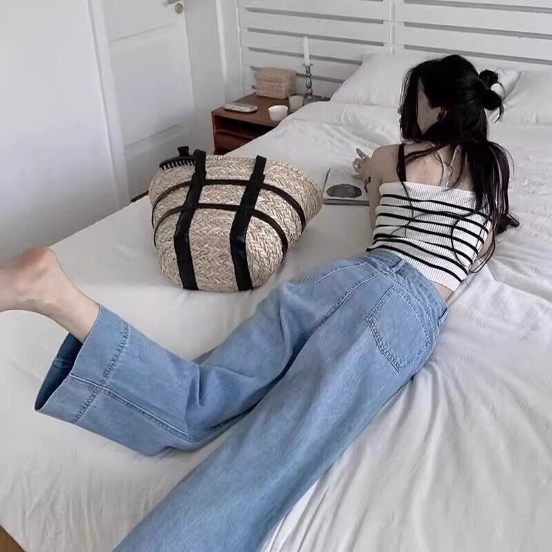 孕妇牛仔裤春夏款外穿直筒裤夏季小个子九分裤宽松薄款托腹阔腿裤
