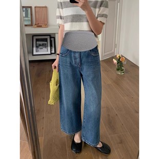 高腰小个子显瘦直筒裤 九分阔腿外穿春秋季 子 孕妇牛仔裤 2025新款