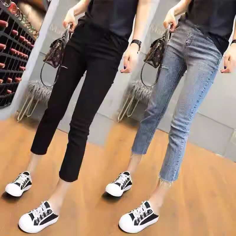 孕妇薄款夏季显瘦弹力外穿牛仔裤
