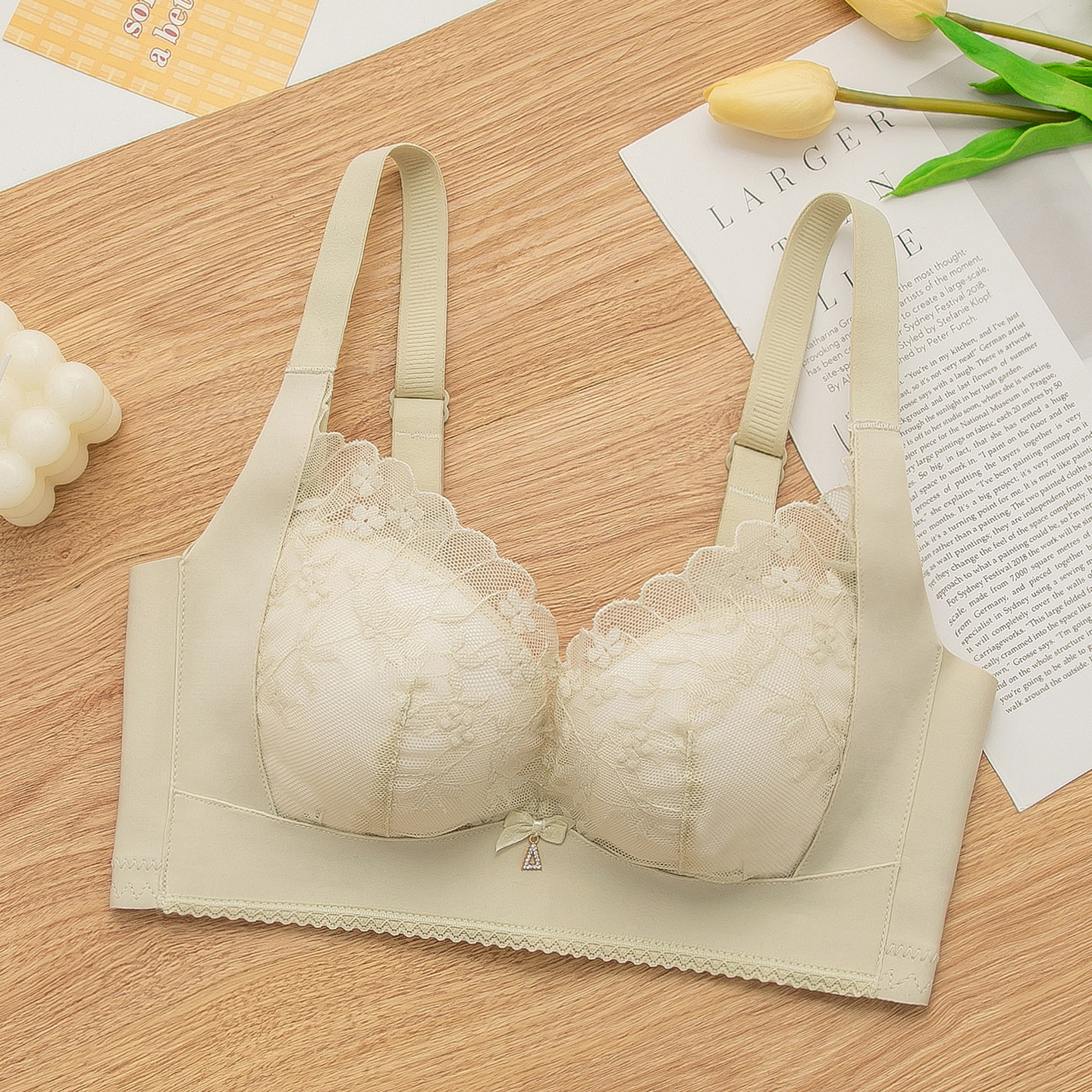 秋季乳胶无磁无钢圈收副乳蕾丝文胸上薄下厚款无侧骨防下垂内衣