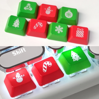 可爱透光雪人雪花礼物糖果个性机械键盘个性键帽Ctrl/ALT/fn/Win