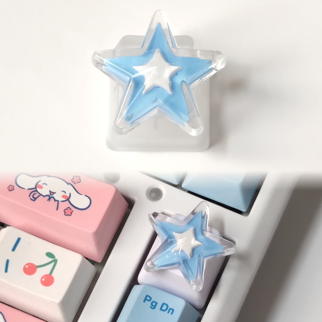 手工蓝色星星雾透明白色机械键盘个性键帽R4高度十字轴可用OEM