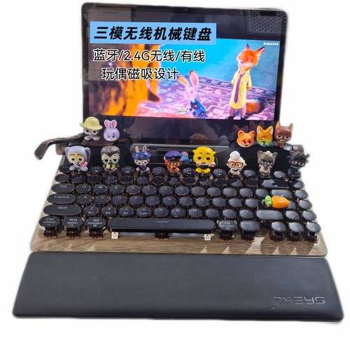 手工疯狂动物城键盘打字机械键盘蓝牙无线双三模复古手机iPad电脑