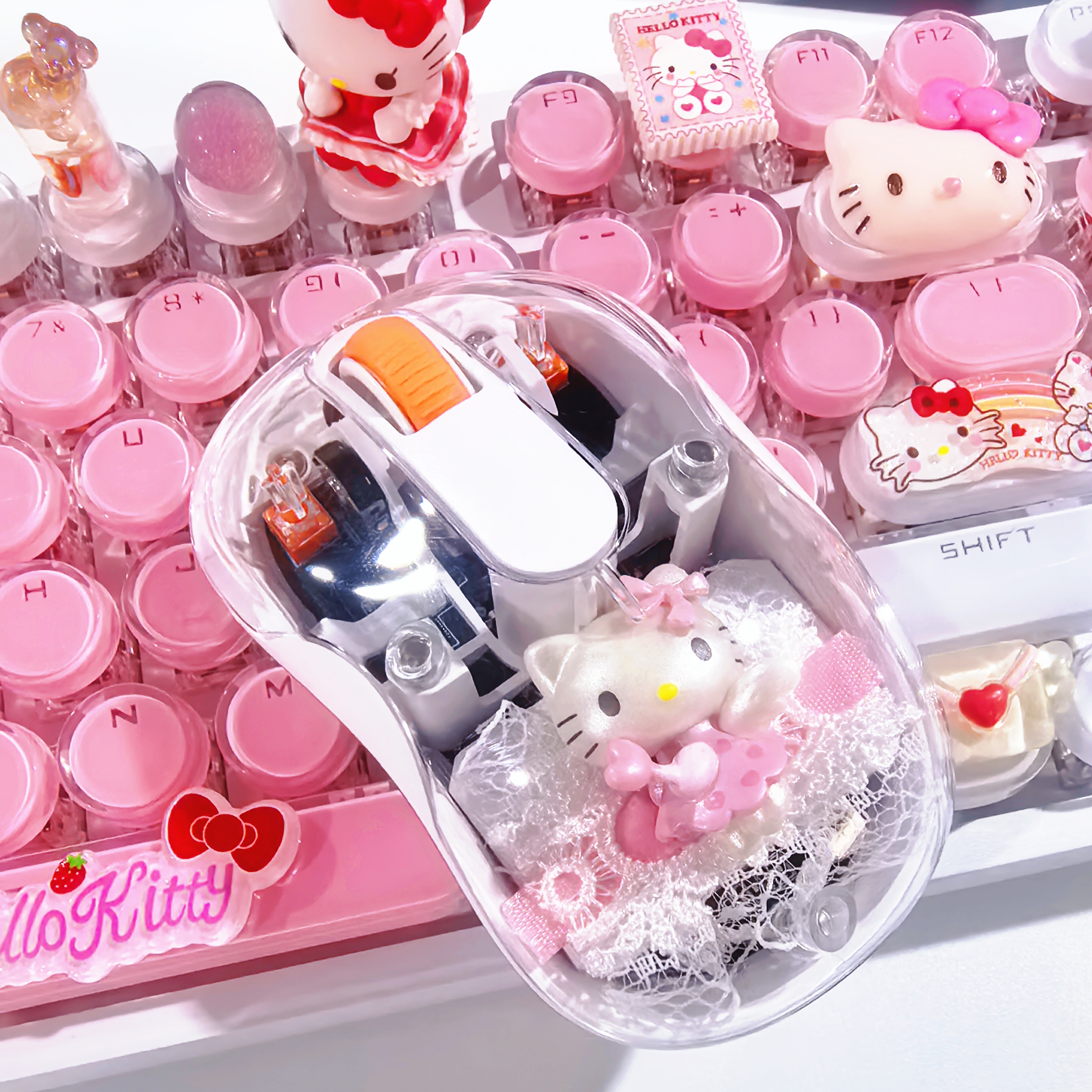 客制化凯蒂猫鼠标helloKitty卡通玩偶磁吸透明无线蓝牙静音办公