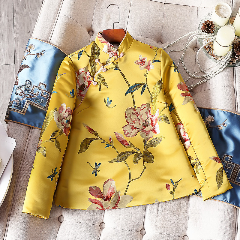 冬季唐装冬季刺绣夹棉加厚旗袍