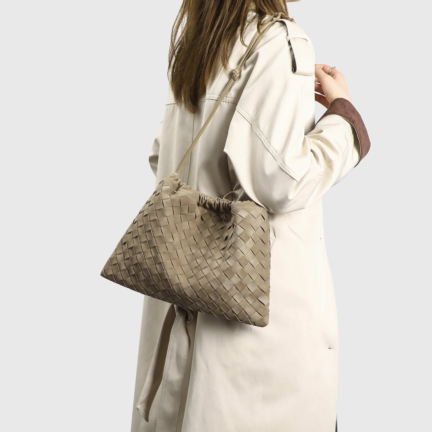 秋冬新款麂皮绒水桶包大容量