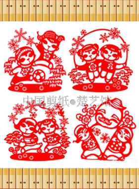 冰雪体育运动会剪纸窗花儿童手工剪纸画幼儿园少年强核心价值观