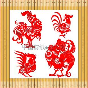 雄鸡报春剪纸窗花鸡年春节剪纸画儿童教学手工作品幼儿园装饰