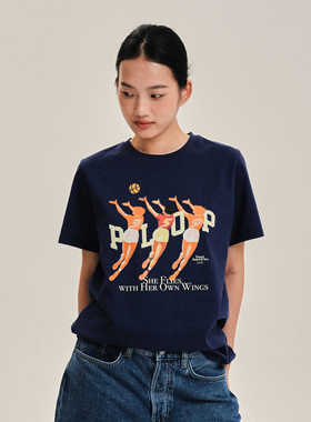 PLOP 夏季新款 原创设计三人女篮主题复古印花短袖T恤