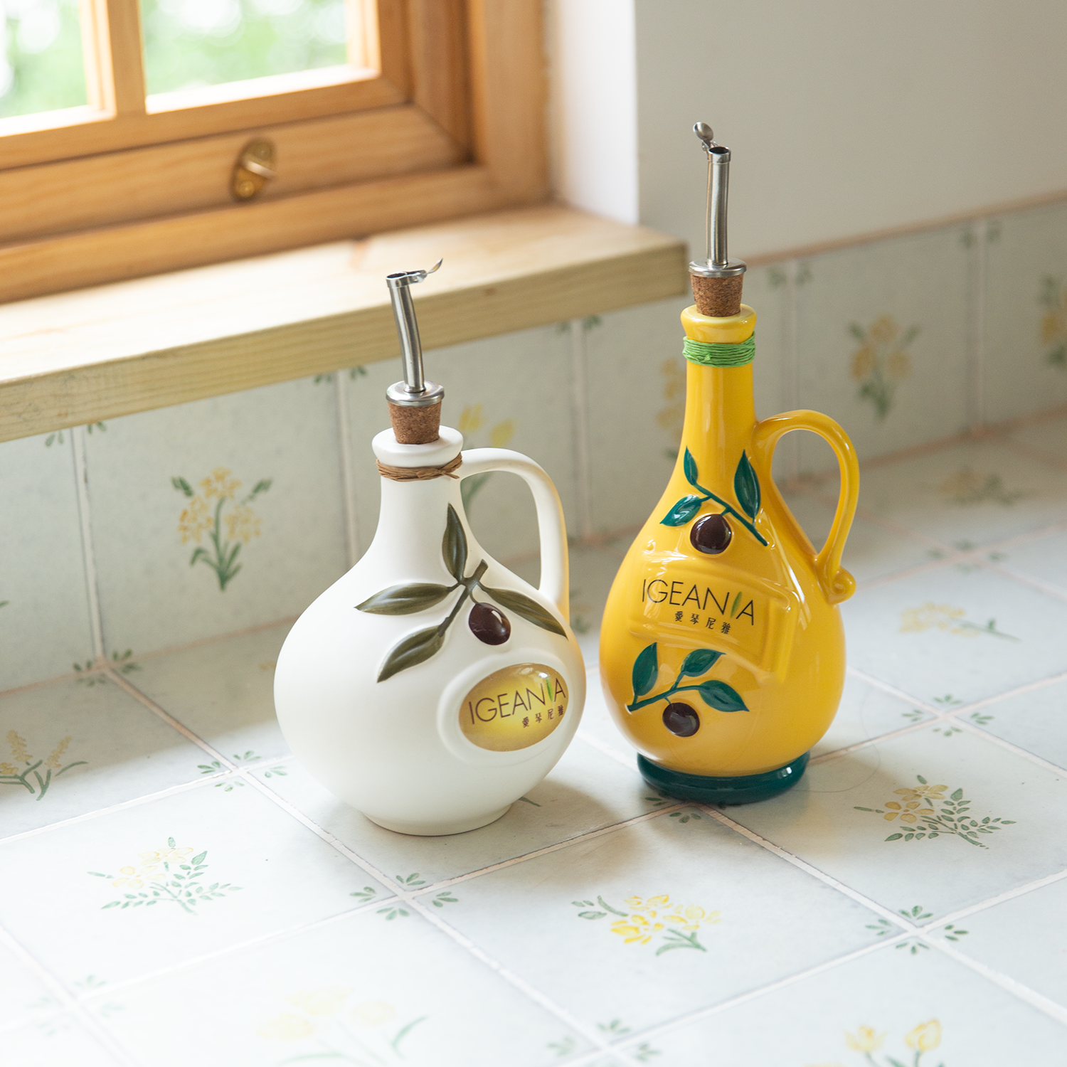 爱与喜安丨手工陶瓷彩绘圆形创意油壶摆件陶瓷装饰花卉图案,家居饰品,装饰摆件,淘宝优惠券,粉丝福利购,淘宝优惠卷