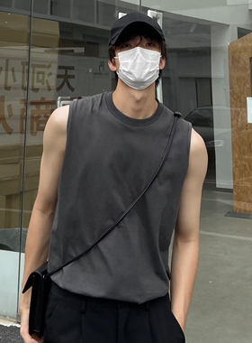 【100%新疆棉】运动纯色背心男夏季无袖宽松健身坎肩篮球T恤马甲