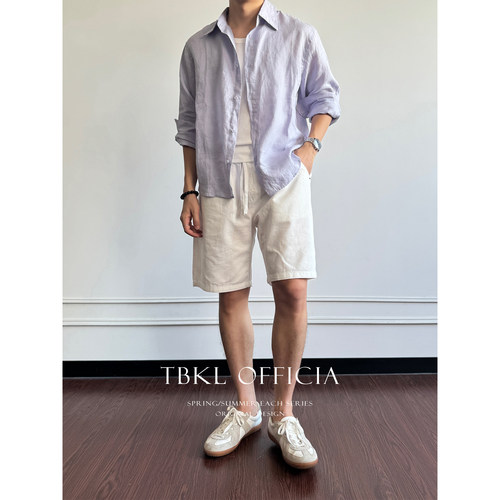 〔TBKL〕100%精梳棉休闲纯色短裤