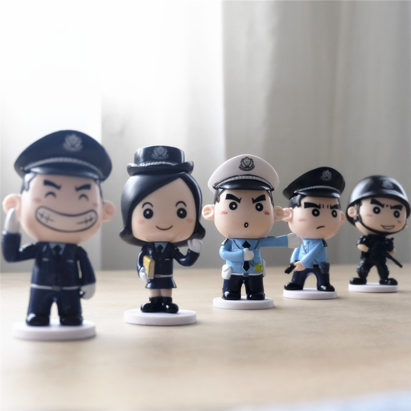 警察公仔手办叱咤小警系列车载创意办公桌面电脑机箱摆件动漫模型