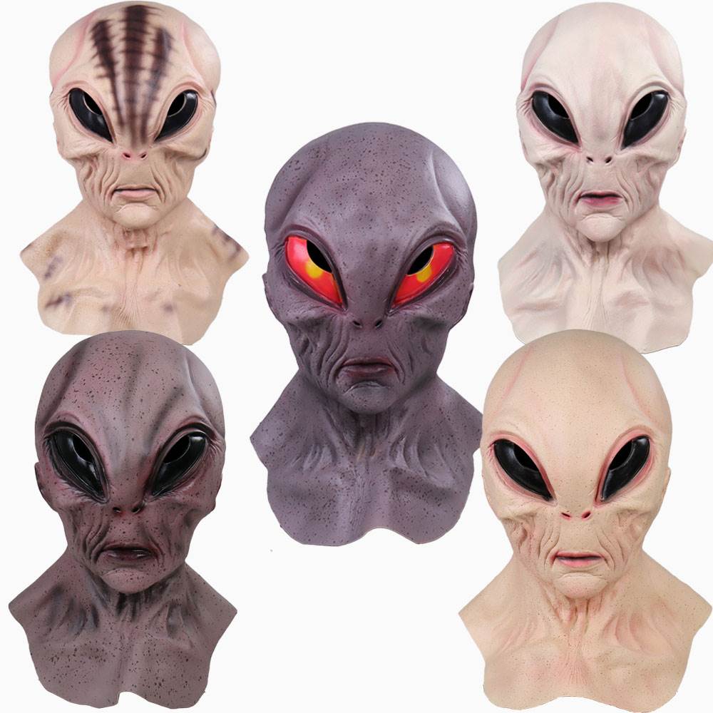 Halloween Alien Mask Cosplay Horror UFO Skull Latex Masks