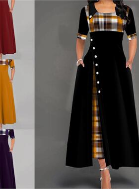 M-5XL women dress 2019autumn retro plus size lady long skirt
