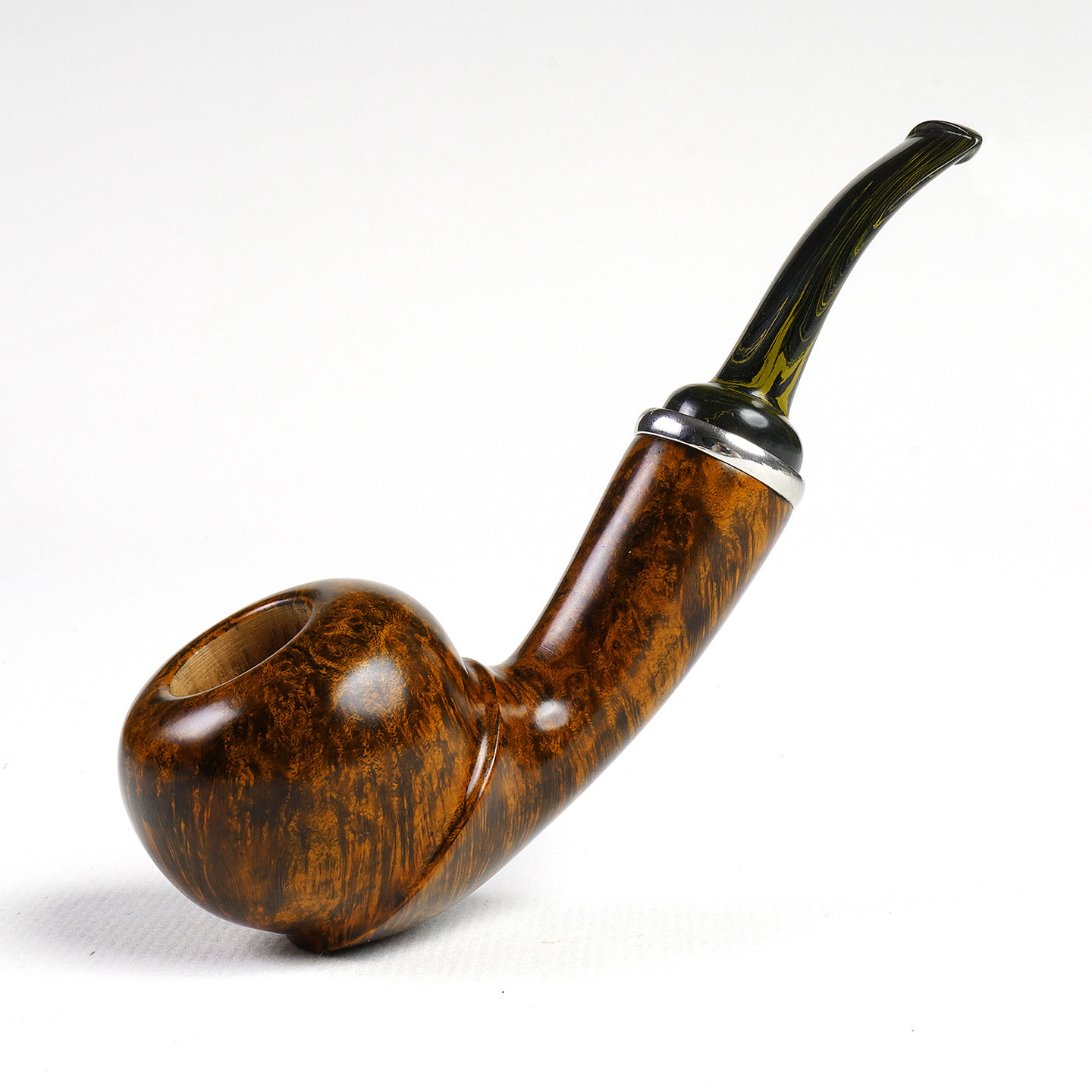 新款高端烟斗意大利进口石楠木银环装饰坎伯兰硫化橡胶过滤烟嘴