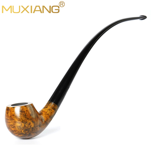 阅读烟斗长柄弯式传统旱烟抖男士烟袋锅带过滤两用烟丝石楠木烟斗