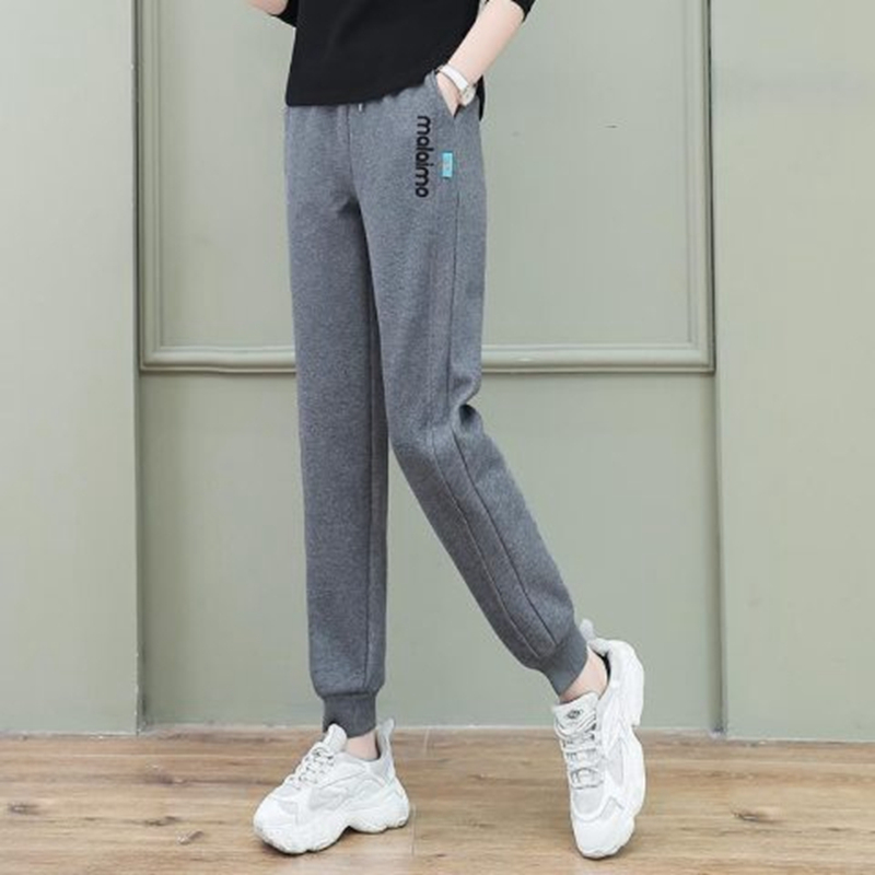 灰色运动裤女春秋休闲卫裤哈伦裤