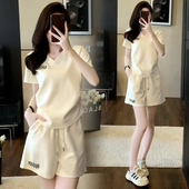 爆款 整套新款 时尚 洋气减龄短袖 两件套 休闲运动服套装 短裤 女士夏季
